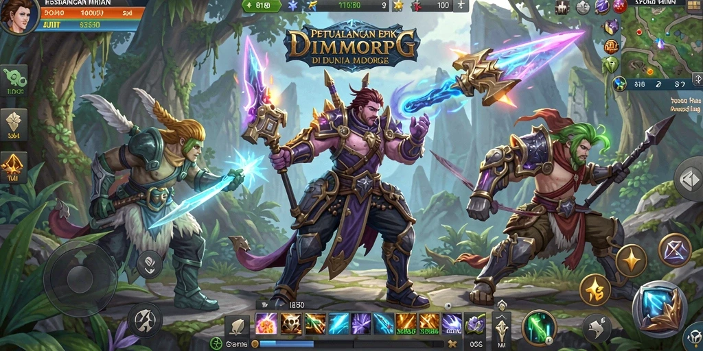 Screenshot gameplay <strong>8180</strong> menampilkan pertarungan epik antara karakter pemain dan monster.
