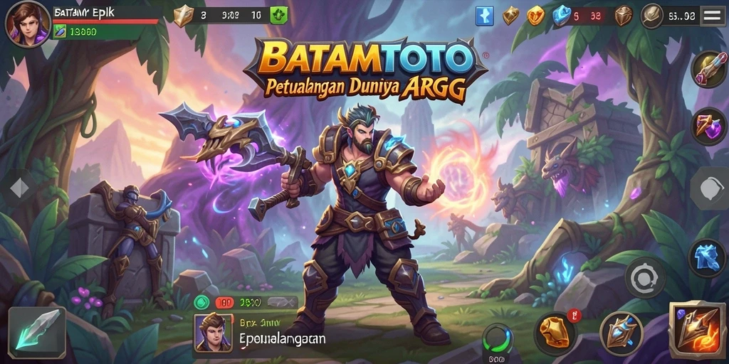 Screenshot gameplay menunjukkan pertarungan seru di dunia fantasi BATAMTOTO.