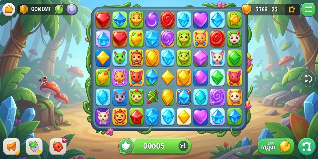 Tampilan gameplay DIREKTURTOTO dengan objek berwarna-warni yang cocok.