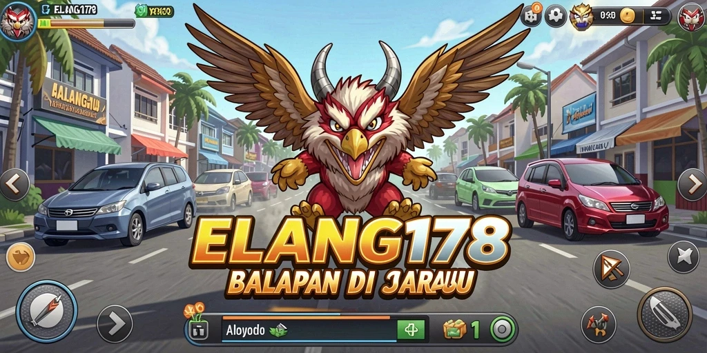 Screenshot gameplay ELANG178 yang menunjukkan aksi balapan mendebarkan.