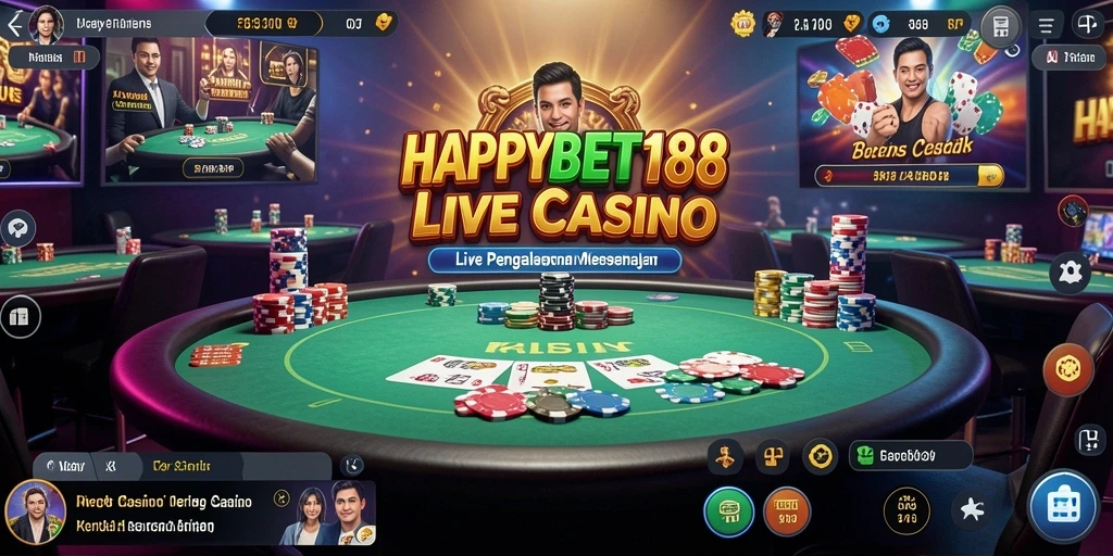 Screenshot gameplay Live Casino dari aplikasi HAPPYBET188 yang menarik.