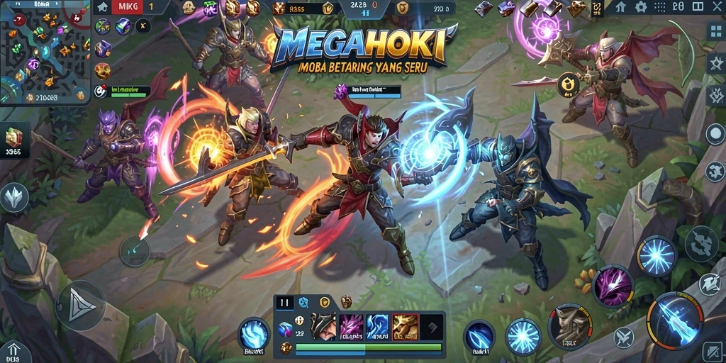 Tampilan hebat dari gameplay MOBA di MEGAHOKI.