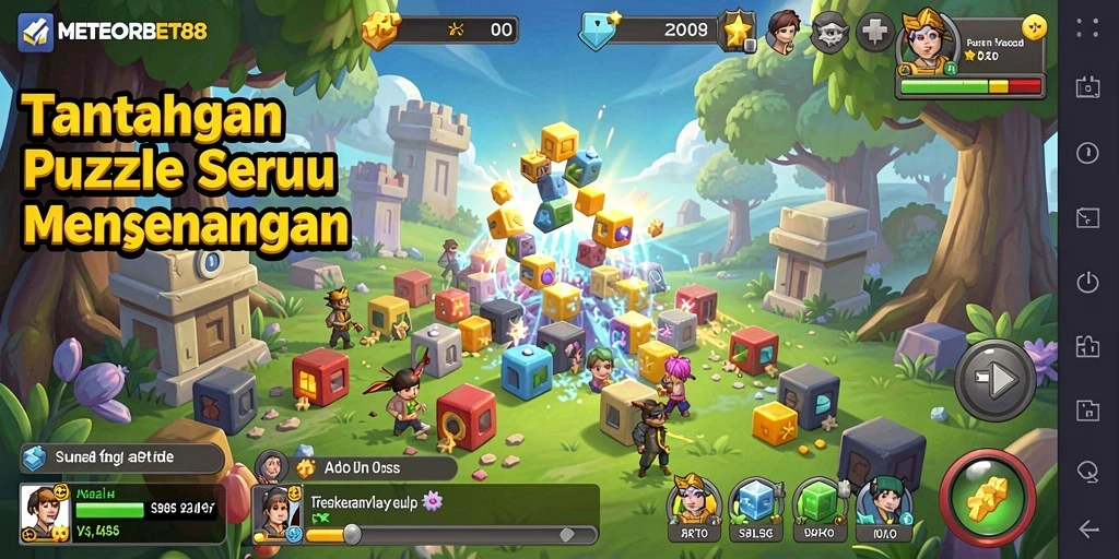 Tampilan gameplay menantang di METEORBET88 dengan teka-teki berpuzzle.