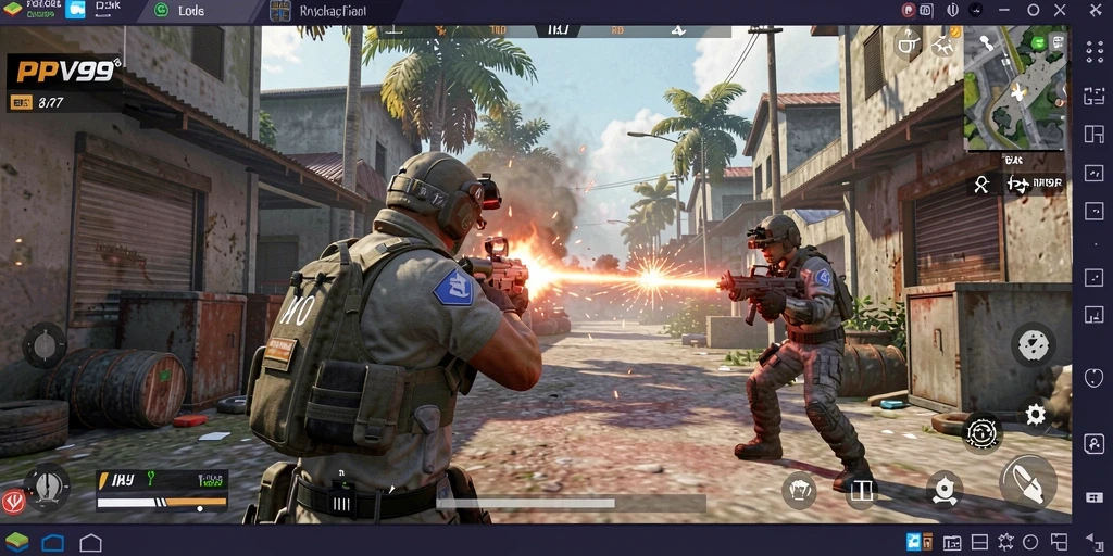 Tampilan gameplay PPV99 menunjukkan aksi tembak-menembak yang mendebarkan.