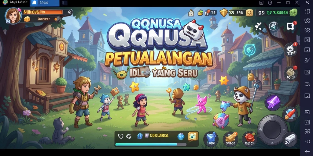 Tangkapan layar utama gameplay QQNUSA yang menggambarkan suasana permainan Idle.