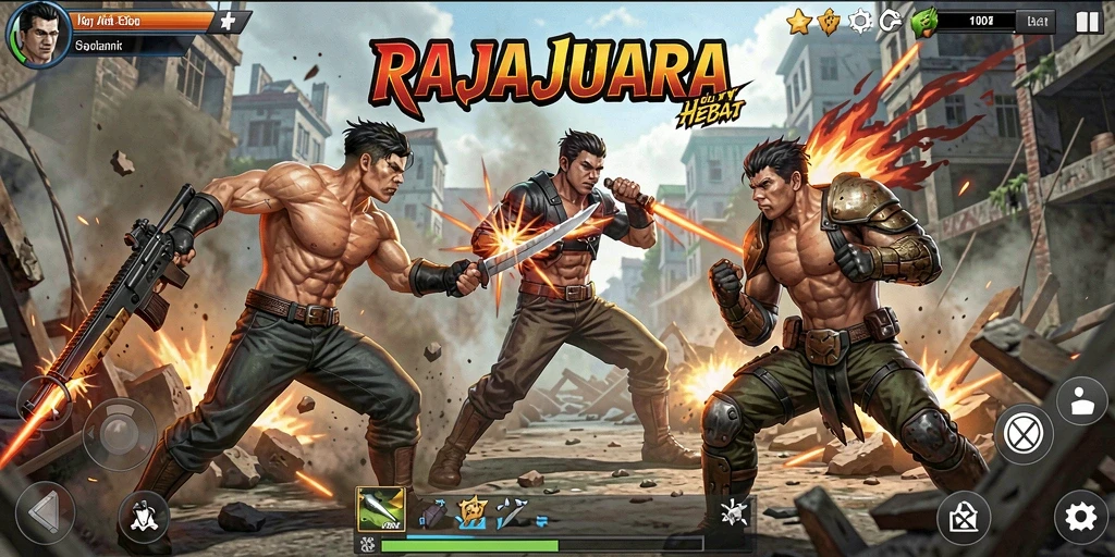 Tampilan gameplay RAJAJUARA yang penuh aksi dan seru.