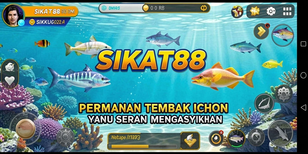 Tampilan gameplay SIKAT88 dengan aksi tembak ikan yang mendebarkan.