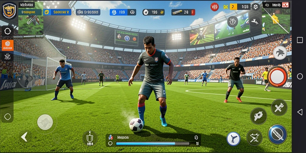 Screenshot gameplay V89 menampilkan pertandingan olahraga yang mendebarkan.