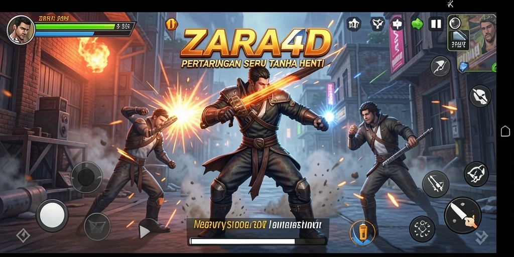 Tangkapan layar ZARA4D menampilkan aksi pertarungan intens di arena.